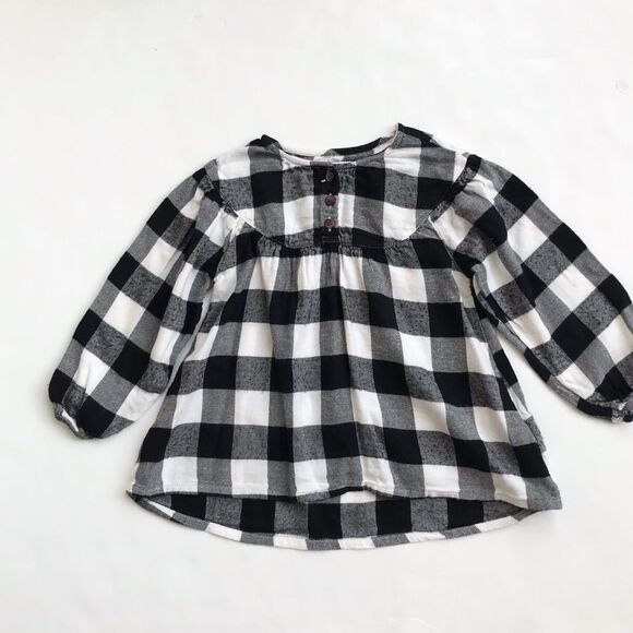 Old Navy black/white Buffalo plaid top/tunic EUC 4T - Picture 1 of 5